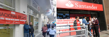 Bancários paralisam HSBC e Santander em Porto Alegre contra demissões