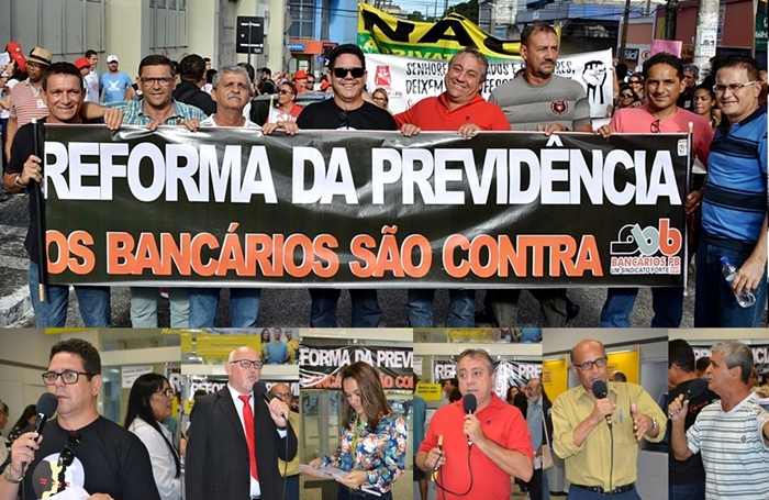 Na Paraíba, bancários paralisam agências e protestam contra reformas da Previdência e Trabalhista
